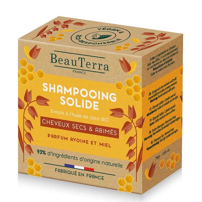 BEAUTERRA - Oat & Honey Solid Shampoo - 75gr - 3770008167223