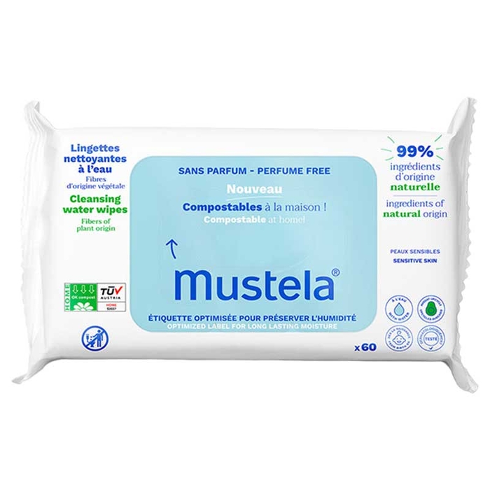 MUSTELA - Aqua Wipes With Organic Cotton - 60un - 3504105041595