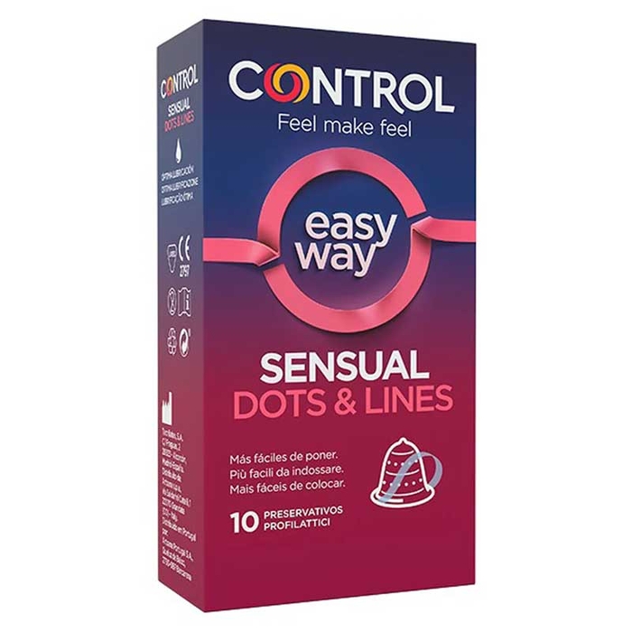 CONTROL - Sensual Dots & Lines Easy Way Condoms - 10un - 8411134133700