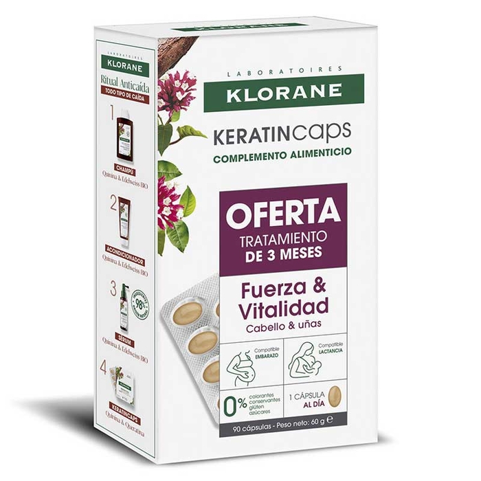 KLORANE - Keratincaps Strength & Vitality - 90un - 3282779419505